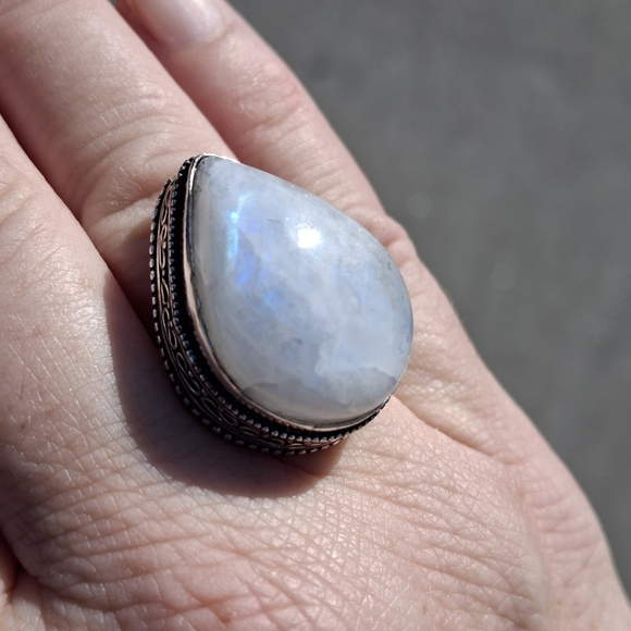 New Rainbow Moonstone 925 Silver Ring. - Picture 2 of 12